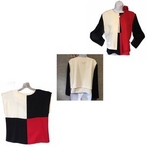 VTG 2 PC  COLOR BLOCK JACKET & TOP RED WHITE BLUE